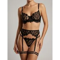 Elegant Love Set: Bügel-BH Sexy Dessous-Set – Unterwäsche für Damen – Reizwäsche (Set, 3-tlg., BH, Tanga und Strumpfgürtel) Lingerie mit Straps – ideal für besondere Anlässe