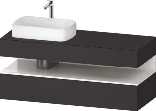 Duravit Qatego Konsolenwaschtischunterbau wandhängend Graphit Supermatt 1400x550x600 mm - QA47650228 QA4765022800000