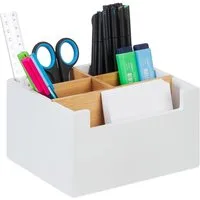 relaxdays Organizer Weißer Schreibtisch Organizer 5 Fächer