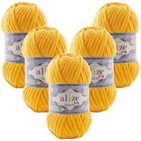 Alize 5 x ALIZE Velluto Häkelwolle, 68 m, Chenillegarn,Kuschelweich für Babydecken, Amigurumi,Samtwolle