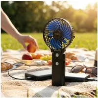 shop'n smile ideoon Handventilator Leistungsstarker Akku Tischventilator 5200mAh Powerbank USB, 3 Stufen, Tragbarer Mini Ventilator