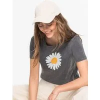 bonprix T-Shirt Slim Fit Passform, Kurzarm, Gänseblümchen-Print, Moonwash-Effekt