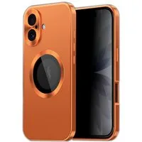 Wigento Handyhülle Für Apple iPhone 17 Full Cover MagSafe Hülle Metallrahmen Orange, Magnetverschluss, MagSafe-kompatibel, stoßfest, präzise Aussparungen
