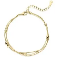Materia Armkette Gelbgold Herzen und Kugeln 17-20-5cm verstellbar SA-4, Sterlingsilber, vergoldet