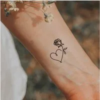Inkster Schmuck-Tattoo Herz mit Rose Tattoo, wasserfestes temporäres Tattoo, 2 Wochen Halt