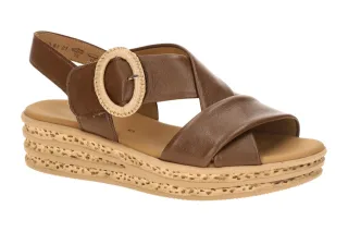 Gabor 84.556 Cognac Sandalette mit Keilabsatz und Klettverschluss