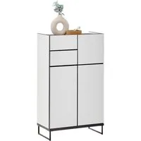 moebel-dich-auf Highboard VENEZIA (Badezimmerschrank, Midischrank), Weiß matt, Absetzung: Schwarz, Breite 60 cm