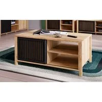 FORTE Couchtisch Jytana, Breite 105,5 cm, Schiebetüren in Lamellenoptik, Mauvella Eiche/Schwarz