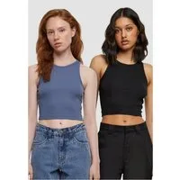 URBAN CLASSICS Tanktop Damen Cropped Rib Top 2-Pack