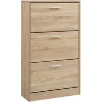 en.casa Schuhschrank »Sykkylven« Schuhkipper mit 3 Klappen 103 x 60 x 24 cm Sonoma-Eiche