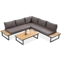 Focus Garden Gartenlounge-Set "Emerson" Ecksofa-Set mit Tisch aus Stahl & Polywood, Gartenmöbel-Set