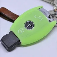 mt-key Schlüsseltasche Autoschlüssel Softcase Silikon Schutzhülle fluoreszierend Grün, Mercedes Benz Sprinter W906 E C-Klasse 2 Tasten Smartkey