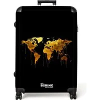 NoBoringSuitcases.com© Hartschalen-Trolley Weltkarte - Gold - Tropfend - Schwarz 77 cm - 98 L, 8 Rollen, Koffer Groß für 30kg, Trolley, Rollkoffer, Reisekoffer