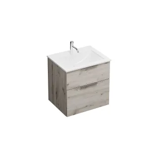 Burgbad Mineralguss Waschtisch-Set Eqio Eiche Dekor Silber/Alpinweiss, SEYU062F6015C0001 SEYU062F6015C0001
