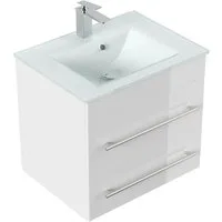 Magnolia Home Waschtisch Badmöbel Vitro 60 inkl. Glasbecken SoftClose weiss hochglanz