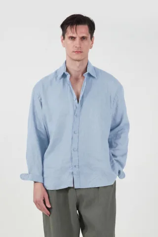 Herren Übergrößen Leinenmix-Hemd