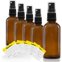 Oputec Sprühflasche 5 x 30ml Braunglas-Sprühflaschen mit feinem Zerstäuber-Sprühkopf, (Sparset, 5 x 30ml)