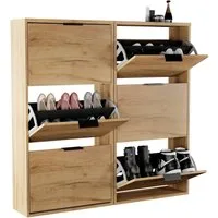 Planetmöbel Schuhschrank Flur Möbel Schuhrank, verschiedene Farben (Schuhschrank für Flur & Garderobe, Wandmontage oder Bodenstehend) passend für 12-16 Paar Schuhe je Schuhkipper