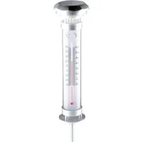 HAC24 Gartenthermometer Outdoor LED Solarlampe Solar Gartenleuchte Hellweiß Solarleuchte, 1-tlg., mit Thermometer und Erdspieß