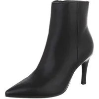 Ital-Design Damen Stiefelette mit Stiletto-Absatz und Spitze High-Heel-Stiefelette (92125511) Pfennig-/Stilettoabsatz Stiefeletten in Schwarz