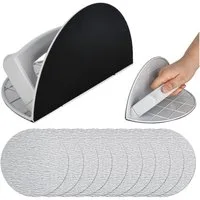 FOUORTUNATE-BEE Schleifteller Eckschleifer Set mit Schleifpapier 90° Handschleifer für Details, Halbrund Handschleifer Set mit 10 Schleifblättern für Ecken Kanten