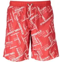 KARL LAGERFELD Badeshorts Trendiger Herren-Badeslip in Rot mit Taschen und Kordelzug