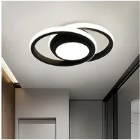 JDONG LED Deckenleuchte 30/32CM Schwarz/Weiß deckenlampe, LED fest integriert, 24W Natürliches 4000K Runde / Ekig, Für Schlafzimmer, Küche, Flur, Gang, Restaurant Durchmesser 30CM