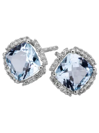 Orolino Ohrringe Gold 585 mit Blautopas (beh.) + 40 Brillanten zus. 0,16ct.
