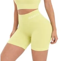 Smilodox Shorts Azura, Seamless Booty Scrunch Radlerhose mit Schriftzug Yoga & Gym Push Up High Waist Hotpants Blickdicht Shaped Fit Fitness Alltag