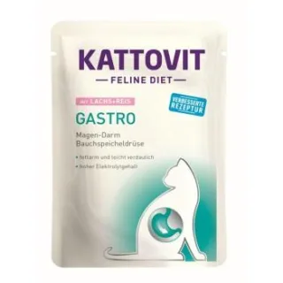 KATTOVIT Feline Diet Nassfutter Katze Gastro Adult Lachs und Reis 48x85 g
