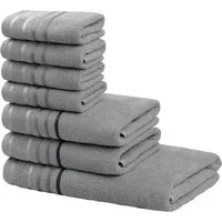 OTTO home Handtuch Set Niki, Duschtuch, Handtücher und Gästetücher, Walkfrottee (Set, 7-St), Handtücher mit mehrfarbiger Streifenbordüre, weich, aus 100% Baumwolle