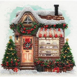 Perlen-Stickbild "Weihnachts-Laden", 20 x 20 cm