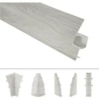 Lemal Sockelleiste, PVC Fußleisten 60x26mm mit Kabelkanal - (Endkappe rechts) Laminatleiste Kabelführung Vinyl