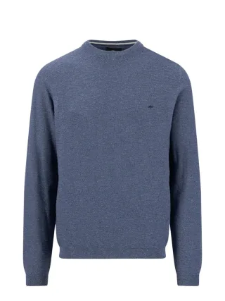 Fynch Hatton - Strickpullover aus Baumwoll-Leinen-Mix blau - Gr. - XXL