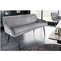 riess-ambiente Sitzbank TURIN 160cm silbergrau/schwarz – Samt, Metallbeine, mit Armlehne (Einzelartikel, 1-St), mit Ziersteppung & Sitzkomfort – ideal für Ess- oder Wohnzimmer