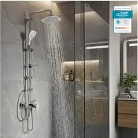 hansgrohe Duscharmatur Vernis Blend Einhebelmischer Set mit Aloni Handbrause und Regendusche (Spar-Set) Aufputz Wandmontage, Armatur in chrom oder schwarz matt
