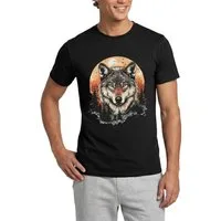 Spreadshirt T-Shirt Wolf Im Wald, Kraftvolles Tiermotiv Männer T-Shirt (1-tlg)
