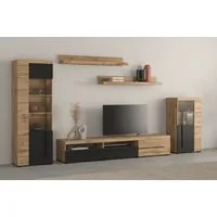 OTTO home Wohnwand Roger,Breite 270 cm moderne Mediawand ohne Beleuchtung, (Set, 5-St), Anbuwand (Set,5-St) viel Stauraum, Vitrinen mit Glastür