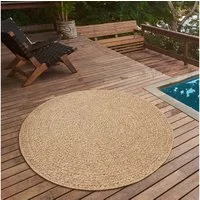 the carpet Teppich Kansas, rund, Höhe: 1 mm, moderner robuster In und Outdoor Teppich Jute Look
