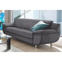 TRENDMANUFAKTUR 3-Sitzer Rondo, Breite 207 cm, breite Armlehnen, Füße chromfarben, wahlweise mit Federkern, pflegeleichte Bezügen, Unser Dauertiefpreis