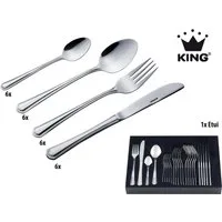 KING Besteck-Set »Düsseldorf« (25-tlg), 6 Personen, Edelstahl 18/0, Besteck im zeitlosen Design, mit Besteck-Etui