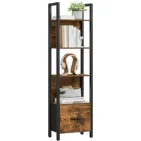 VASAGLE Bücherregal Küchenregal, Standregal, Flur, Küche, Büro, stabiles Stahlgestell, Leiterregal, Industrial-Design, mit Stahlrahmen, 24 x 40 x 165 cm