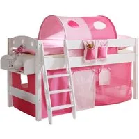 Ticaa Hochbett Hochbett "Kenny R" Kiefer Weiß Classic Weiß lackiert (Holzmaserung sichtbar)