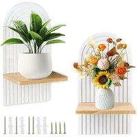 SURFOU Deko-Wandregal 2 Stück Holz Boho Wanddeko Holzregal Wand, Robustes Boho Regal, Wall Decoration Elegante Deko für Wohnzimmer Schlafzimmer Kinderzimmer