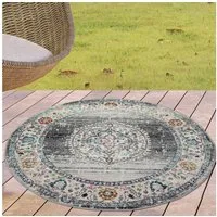 Carpetia Outdoorteppich In- und Outdoor, rund, Höhe: 5 mm, mit orientalischem Vintage-Ornamentmuster