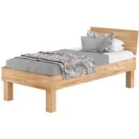 ERST-HOLZ Massivholzbett Hohes Seniorenbett 100 x 200 cm Extra Stabil Buche Massivholz, Buche farblos lackiert