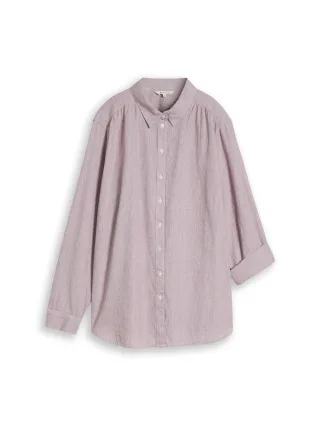 Tom Tailor - Plus Size - Hemdbluse mit Turn-up-Funktion preppy plum dobby - Gr. - 48