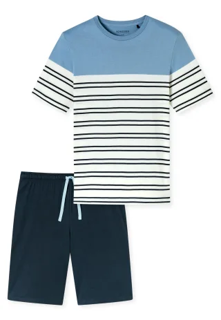 SCHIESSER - Schlafanzug kurz pacific blue - Gr. - 52