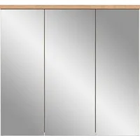 welltime Badezimmerspiegelschrank Dolo, Breite 80 cm, 3 Spiegeltüren, 9 Fächer, 6 Einlegeböden (1-St) Badmöbel, Badschrank, Schrank, Wandschrank, Bad, Badezimmer
