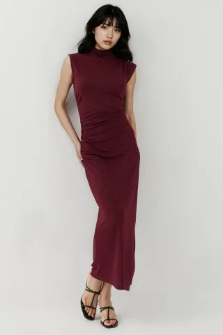Ärmelloses Bodycon Pailletten-Midi-Kleid